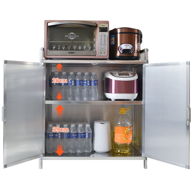 简易铝合金放碗柜不锈钢家用厨房橱柜多功能阳台储物柜收纳柜子