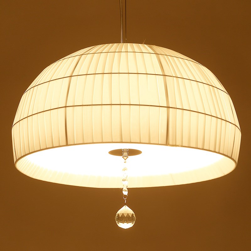 美式简约餐厅吊灯布艺温馨卧室儿童房北欧创意田园鱼线餐桌水晶灯