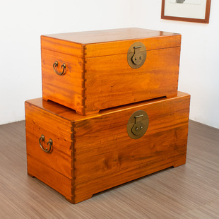 樟木箱陪嫁香樟木箱全樟木衣箱收纳箱新中式字画箱套箱樟木箱底座