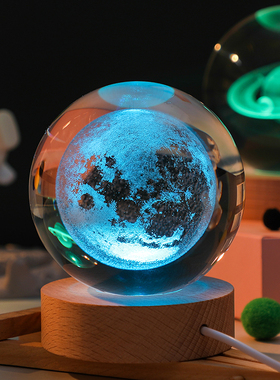 创意小王子太阳系水晶球小摆件彩光小夜灯桌面装饰品送人生日礼物