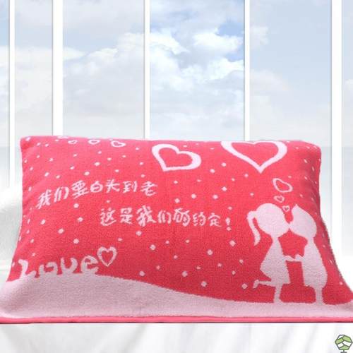 纯棉高档结婚枕巾 玫瑰绣花加大加厚双人情侣一对大红色婚庆