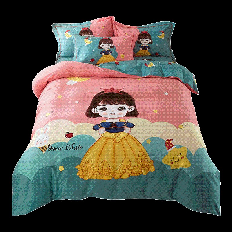 新款儿童全棉磨毛四件套女孩纯棉加厚被套床单女童公主床上用品秋