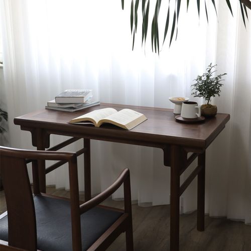 墨兰新中式北美黑胡桃木学习桌简约写字台实木电脑桌办公桌书桌