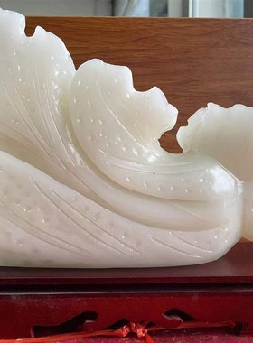 天然白玉白菜摆件百财客厅玄关书柜酒柜办公桌装饰工艺品开业送礼