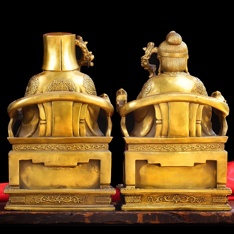 纯铜土地公神像供奉小庙家用福德正神地主招财镇宅土地婆摆件