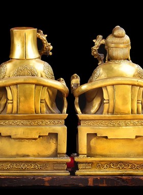 纯铜土地公神像供奉小庙家用福德正神地主招财镇宅土地婆摆件