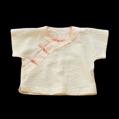 汉服新中式女装女童夏装中国风上衣儿童衬衫女宝唐装旗袍倒大袖薄