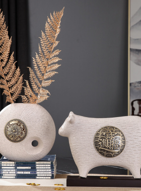 家居装饰品新中式牛摆件桌面办公桌书桌招财新房牛年乔迁新居礼品