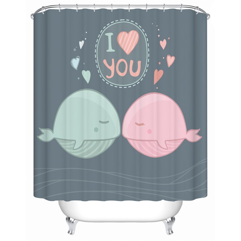 海豚卡通浴帘高档防水防霉保温卫生间帘窗帘可爱挡水帘包邮送环