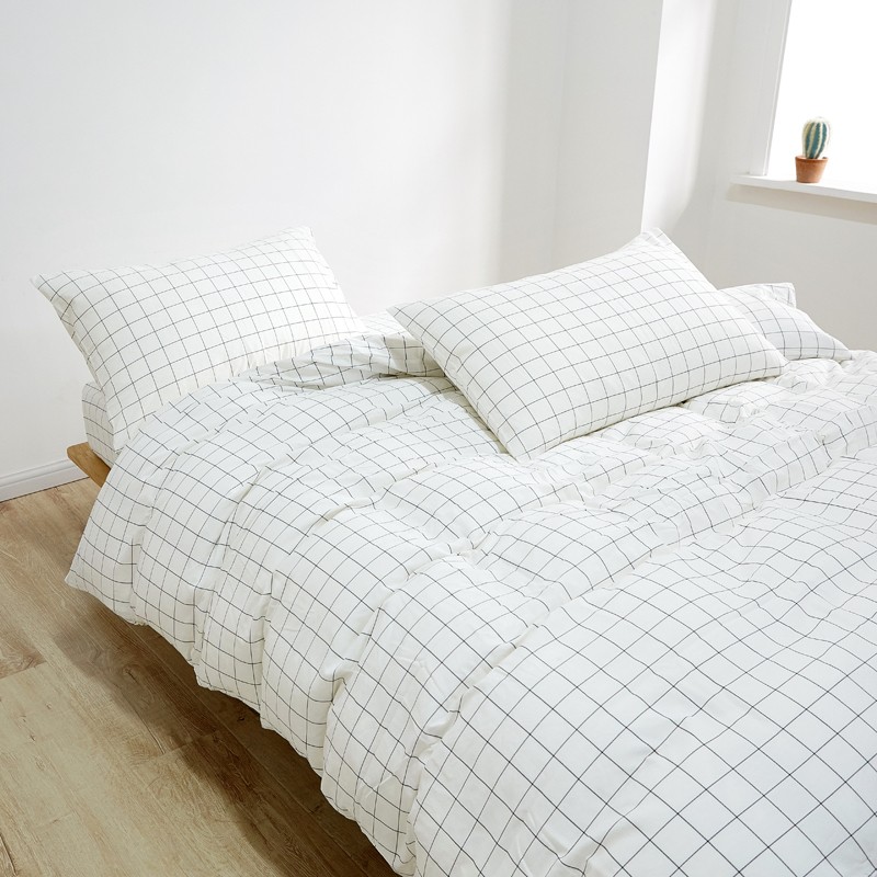 A类母婴级全棉长绒棉磨毛四件套纯棉秋冬格子被套床单床笠定制