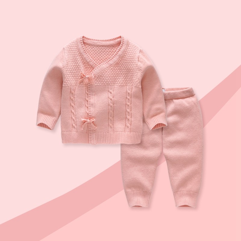 婴儿毛衣针织衫春秋新生儿宝宝线衣开衫秋冬手工编织衣服套装外套