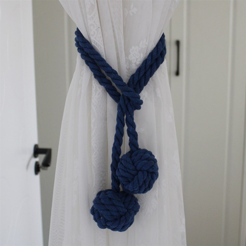 美式乡村手工编织田园棉绳麻绳窗帘绑带绑绳挂球流苏北欧日式文艺