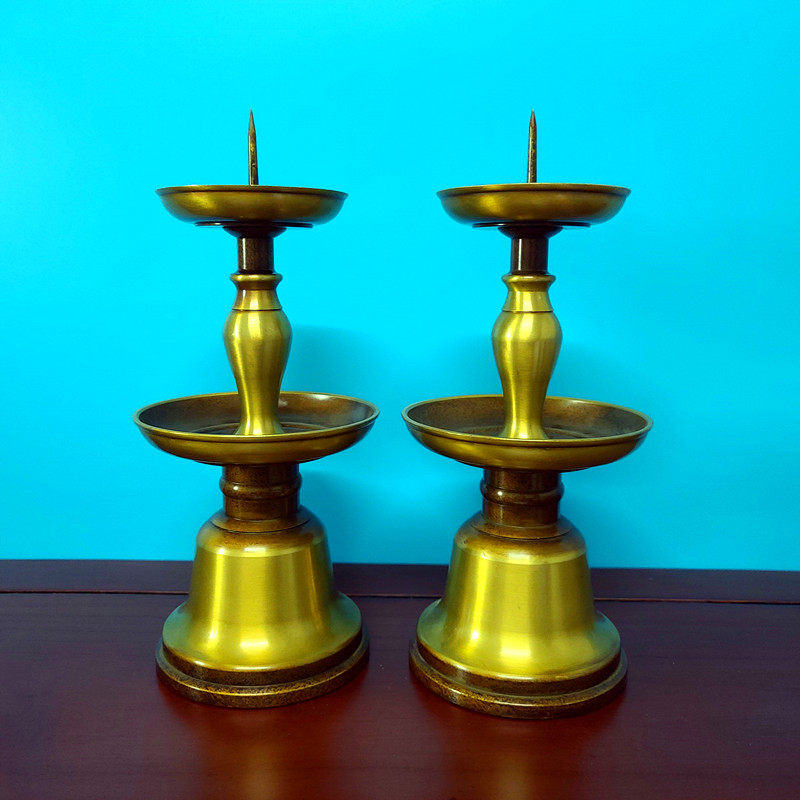 烛台黄铜大小号灯台 蜡台 供奉摆件 寺庙宮观道观道堂用品