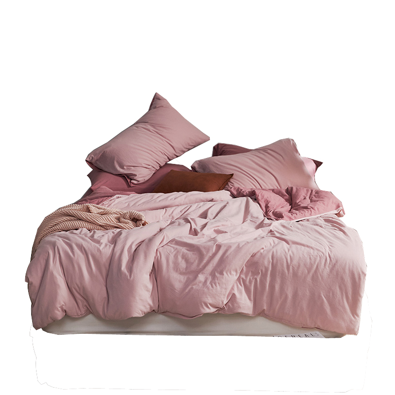 拼色~裸睡天竺棉针织棉四件套全棉四件套纯棉4件套超柔软床笠款