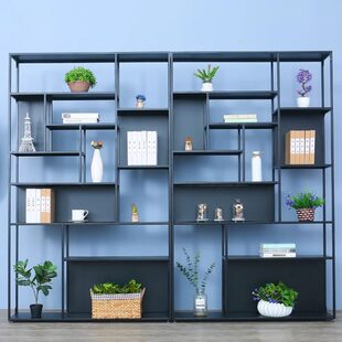 饰简约现代博古架客厅办公室置物架书架铁艺北欧 屏风创意隔断柜装