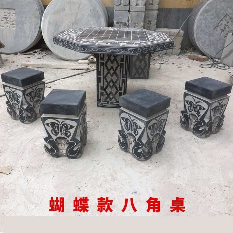 花岗岩大理石桌圆桌石凳子庭院花园家用户外公园长条椅靠背石板椅