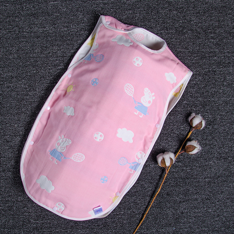 婴儿纱布睡袋6层背心式春秋宝宝无袖空调睡被四季新生儿童防踢被