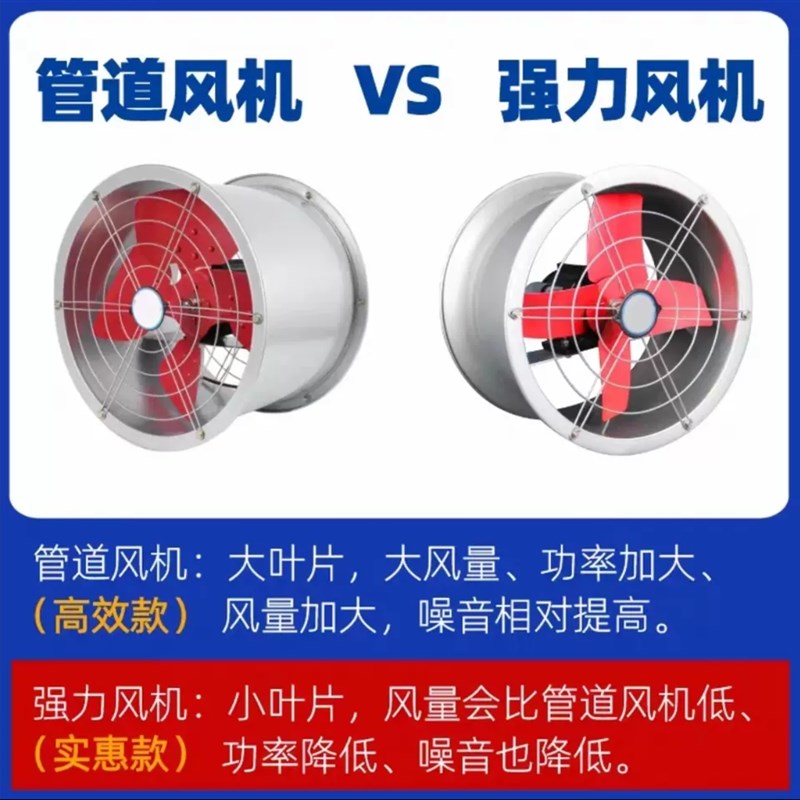 纯铜电机管道式大功率风机厨房排烟机室内换气扇排工地排尘排气扇