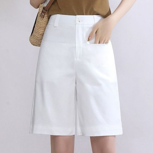 女士阔腿五分裤女夏2024高腰显瘦宽松西装短裤休闲直筒中裤5分裤