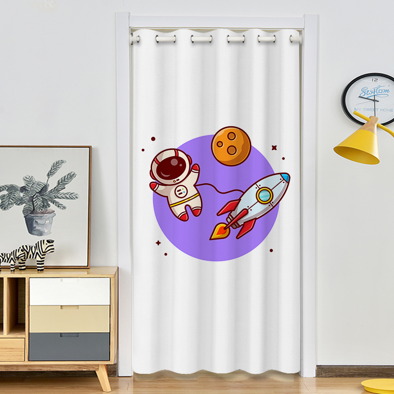 宇航员免打孔门帘夏季隔断帘2021年新款空调厨房卧室卫生间遮挡帘