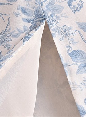 【包邮】法式小众时尚肩部系带显瘦吊带裙蓝色碎花开叉连衣裙女