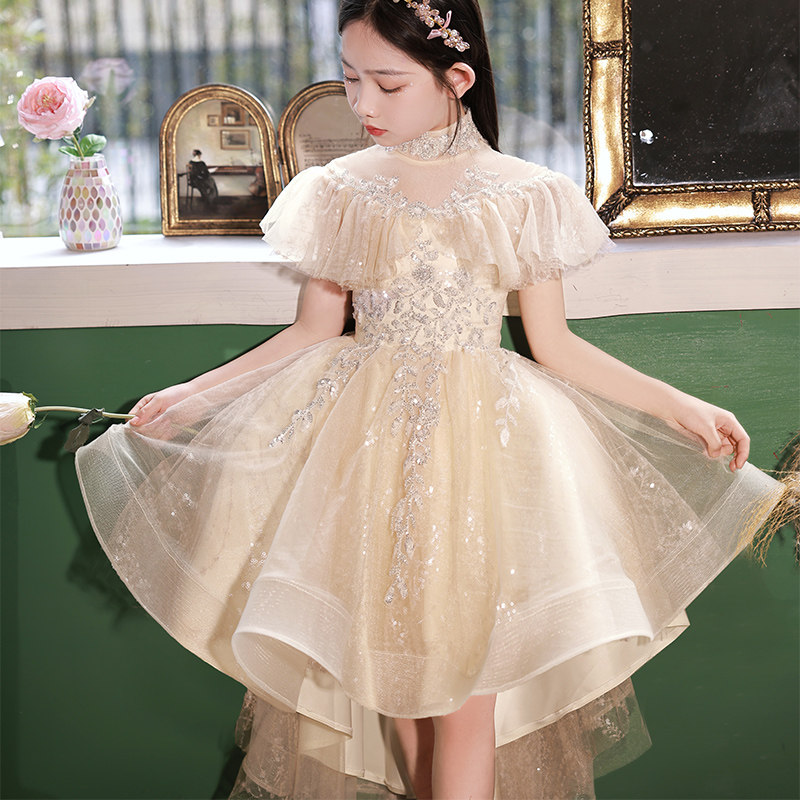 儿童晚礼服女童公主裙蓬蓬小孩走秀花童婚纱生日主持人钢琴演奏夏