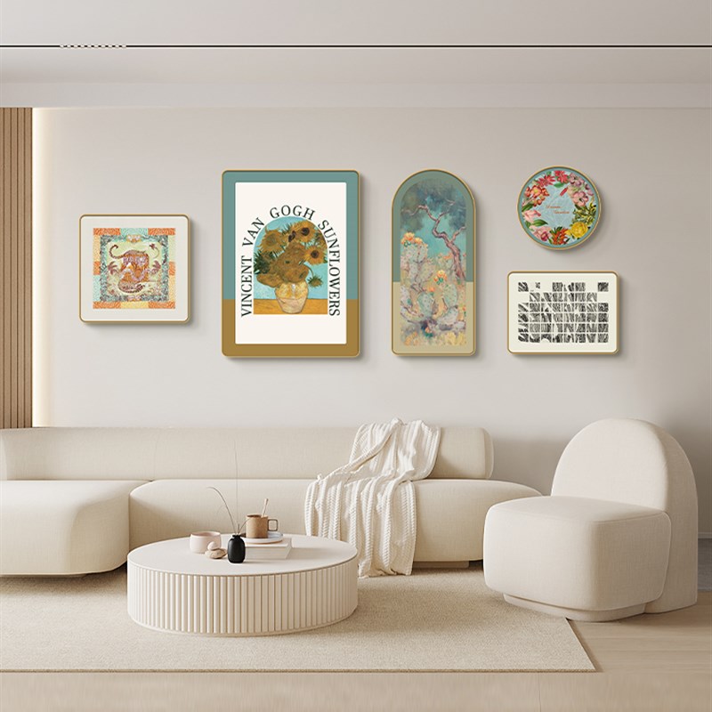 法式复古客厅装饰画艺术花卉沙发背景墙挂画北欧小众南洋风组合画图片
