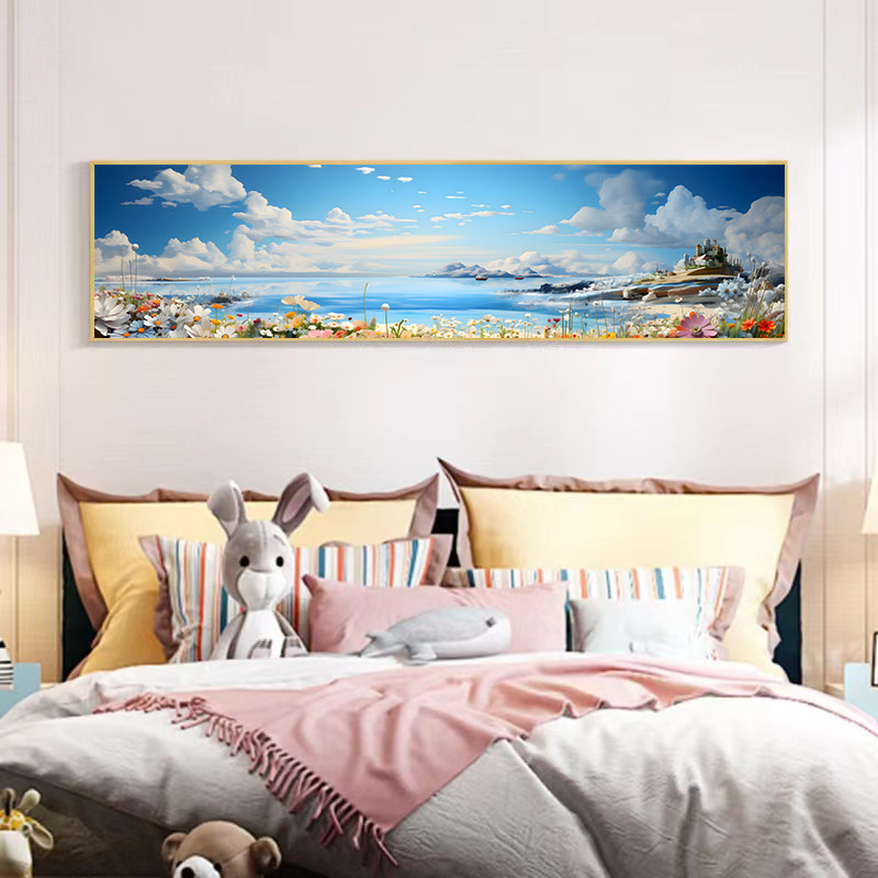 儿童房牀头装饰画男孩卧室房间背景墙挂画男童女童小火车卡通墙面