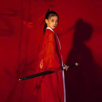 花木兰男女童汉服角色扮演儿童古装侠客唐装中国风古典舞表演出服