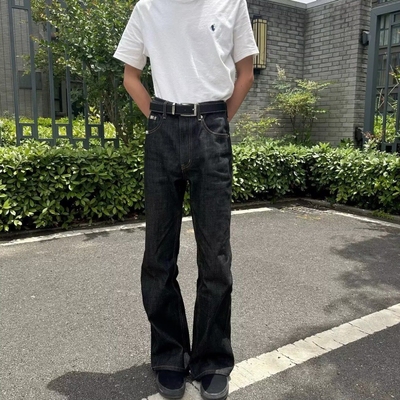 美式高街517水洗原牛修身显瘦微喇牛仔裤高腰cleanfit垂感长裤男