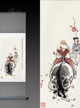 《老子骑牛图道德》《清丝画卷画》与《中国画卷道德讲堂挂画》相