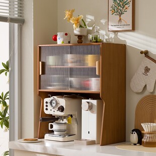 中古轻奢咖啡机置物架桌面水杯架带抽屉厨房调料收纳打印机置物架