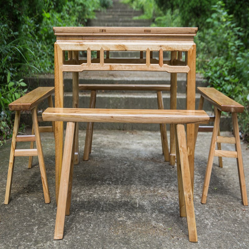 梓树原木白坯八仙桌中式正方形四方桌农村家用明清南榆木小方桌