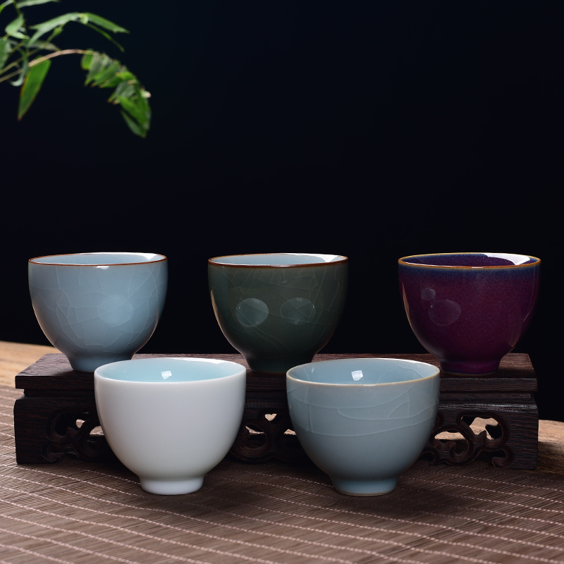 官哥汝定钧窑陶瓷功夫小茶杯家用茶碗品茗杯单茶具斗笠主人茶盏