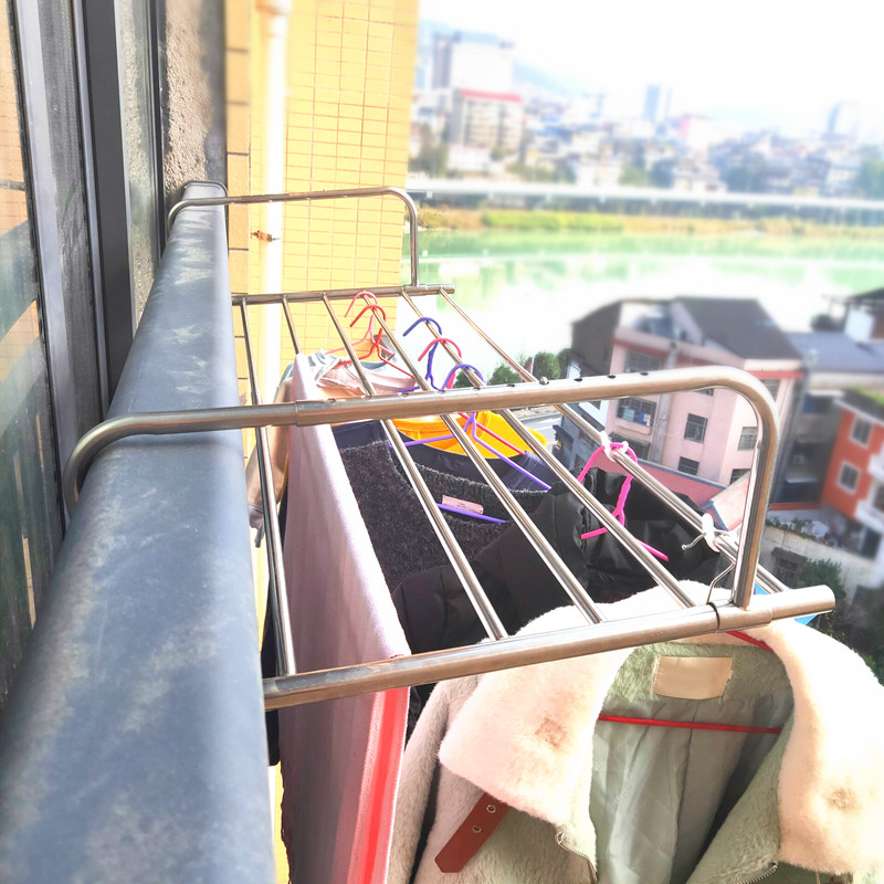 窗户不锈钢窗外阳台晒鞋架晾晒架栏杆小型多功能晾凉衣毛巾晾晒架