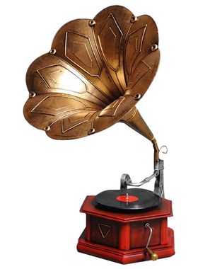 创意复古铁皮模型小摆件怀旧老爷车摩托巴士留声机电话亭桌面摆设