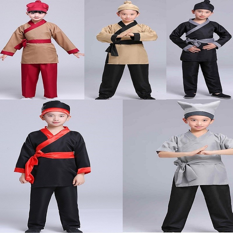 古代酒保平民百姓下人杂役女童仆人店小二表演衣服男儿童演出服装