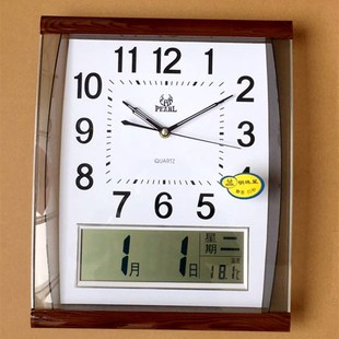 客厅挂钟 高档明珠星钟表PW066扫描静音带温度日历星期时尚 包邮