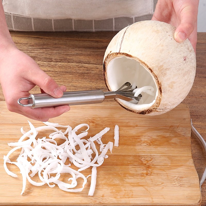 椰子刨丝器不锈钢挖椰肉专用工具椰蓉刮刀刨取椰丝果肉神器五爪刨