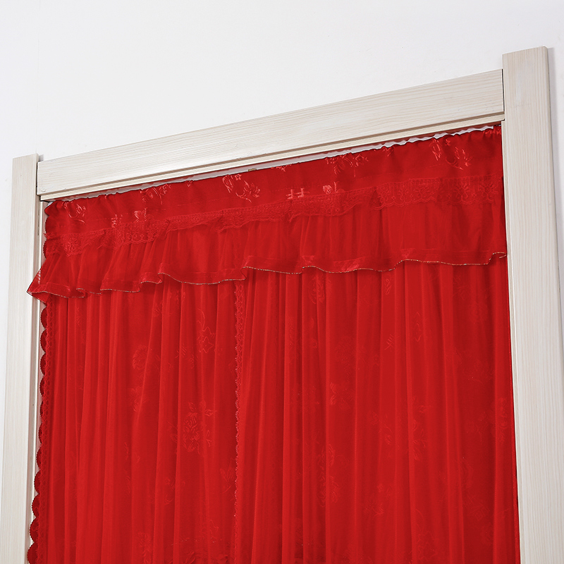 婚庆喜字门帘结婚喜庆大红门帘防蚊纱帘蕾丝帘隔断帘家用长款