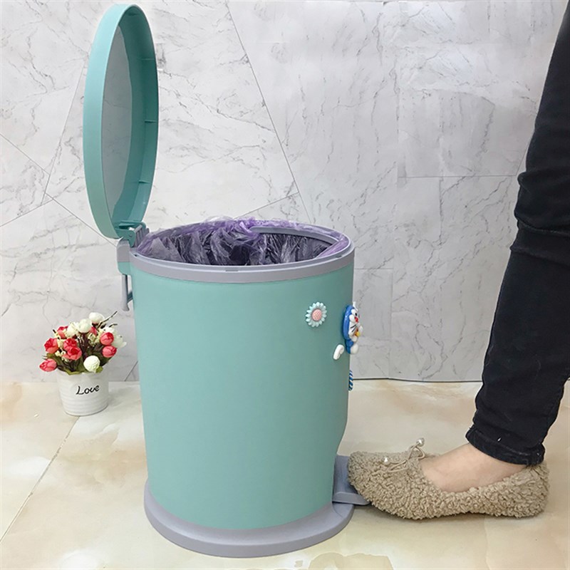 卡通创意可爱家用脚踏式垃圾桶客厅厨房卫生间带盖脚踩静音垃圾筒