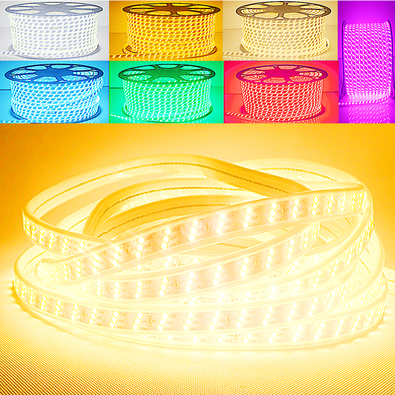 100米装LED灯带双/三排3014/2835/5730家用装饰条三变色户外防水