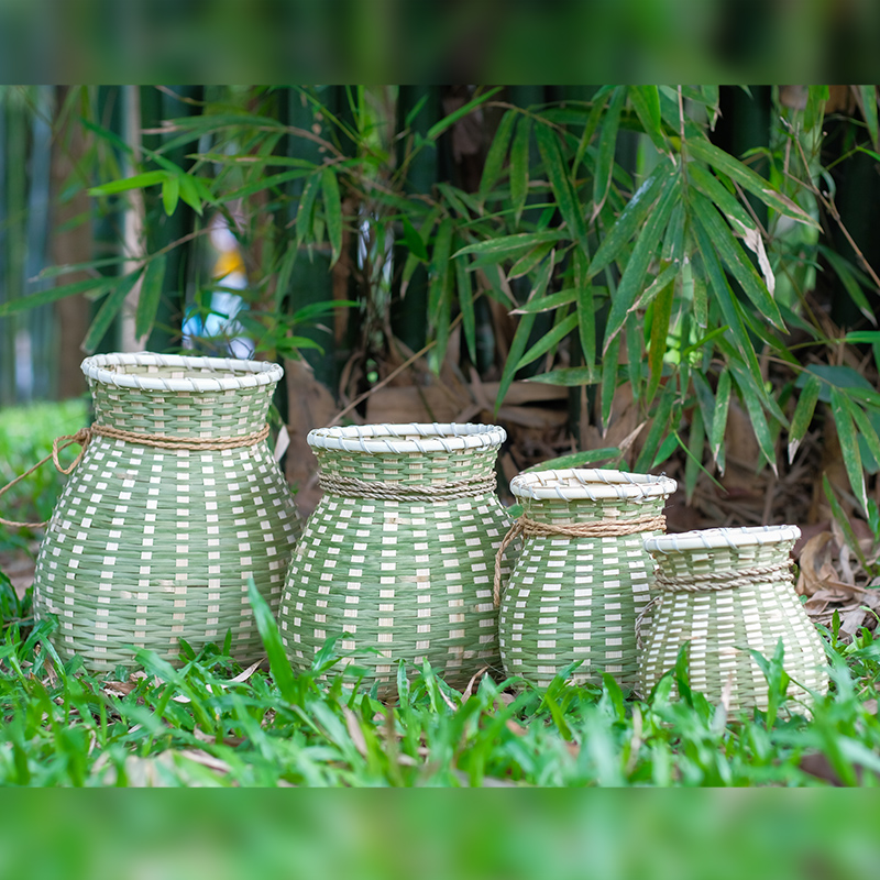 竹篓采茶篓篮子儿童小背篓鱼篓竹编制品花筐汉服拍照古风舞蹈表演