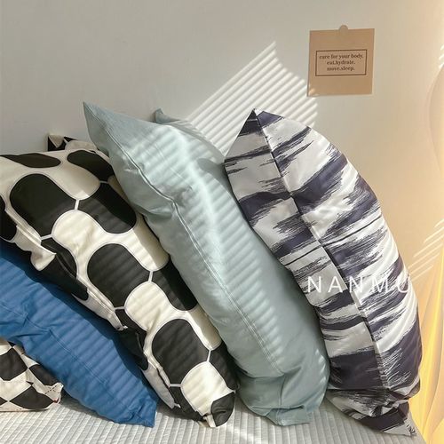 发着光简约单品搭配枕套纯棉全棉北欧风单个枕头套一对48x74cm