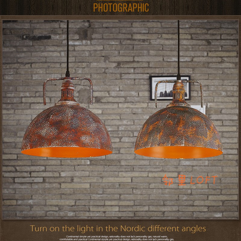 复古工业风格吊灯 咖啡厅仿古酒吧台餐厅灯美式仿古餐桌锅盖吊灯