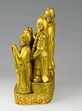 纯铜五路财神聚宝盆摆件客厅装饰品开店送礼招财开业礼品中式