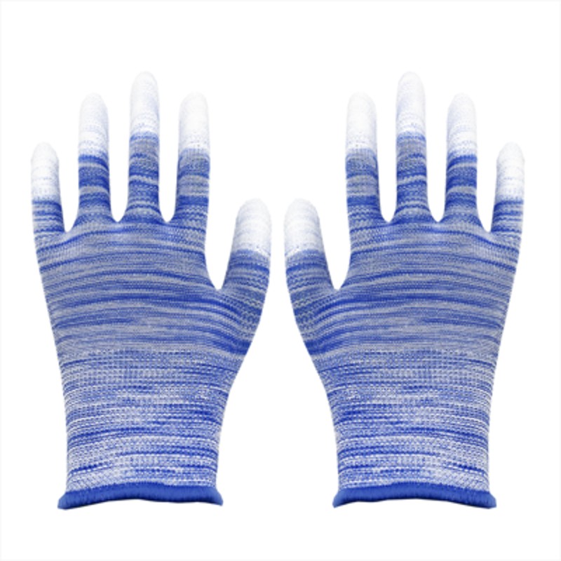 36双pu涂指劳保手套耐磨浸胶薄款防静电工作电子厂男女白尼龙涂掌