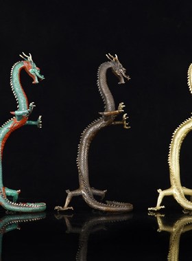 知柿纯铜升龙工艺品家居办公室书房生肖龙摆件乔迁开业立龙礼品