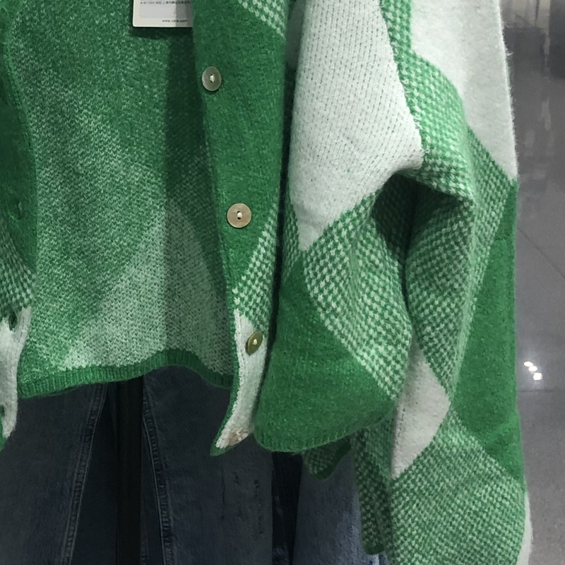 ZAR女装早秋新款菱形格提花针织外套开衫5755112查罗05755112500