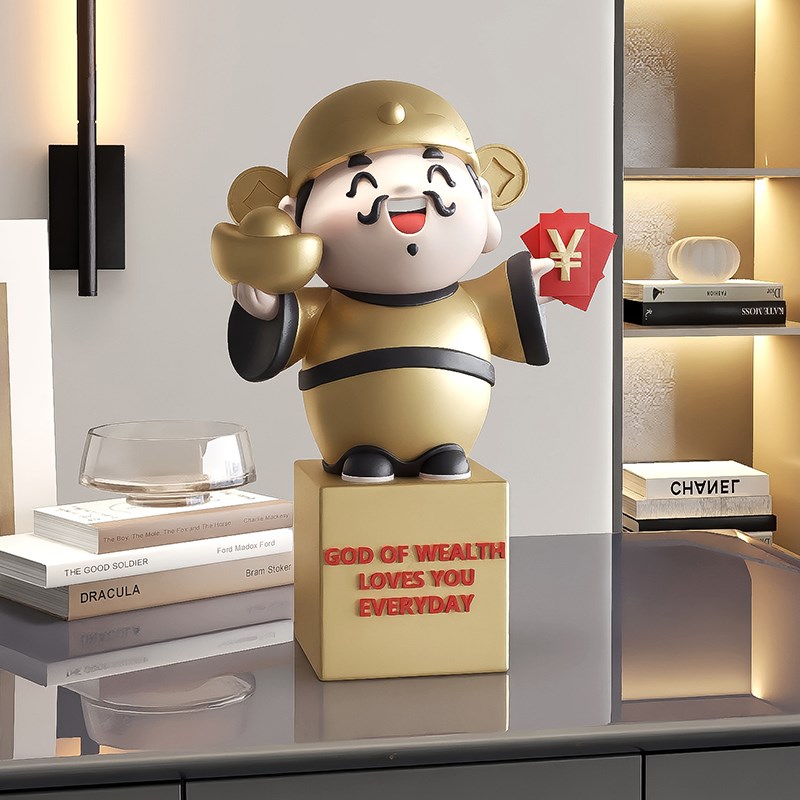 国潮财神爷桌面摆件酒柜装饰品客厅电视柜玄关门店开业乔迁礼物